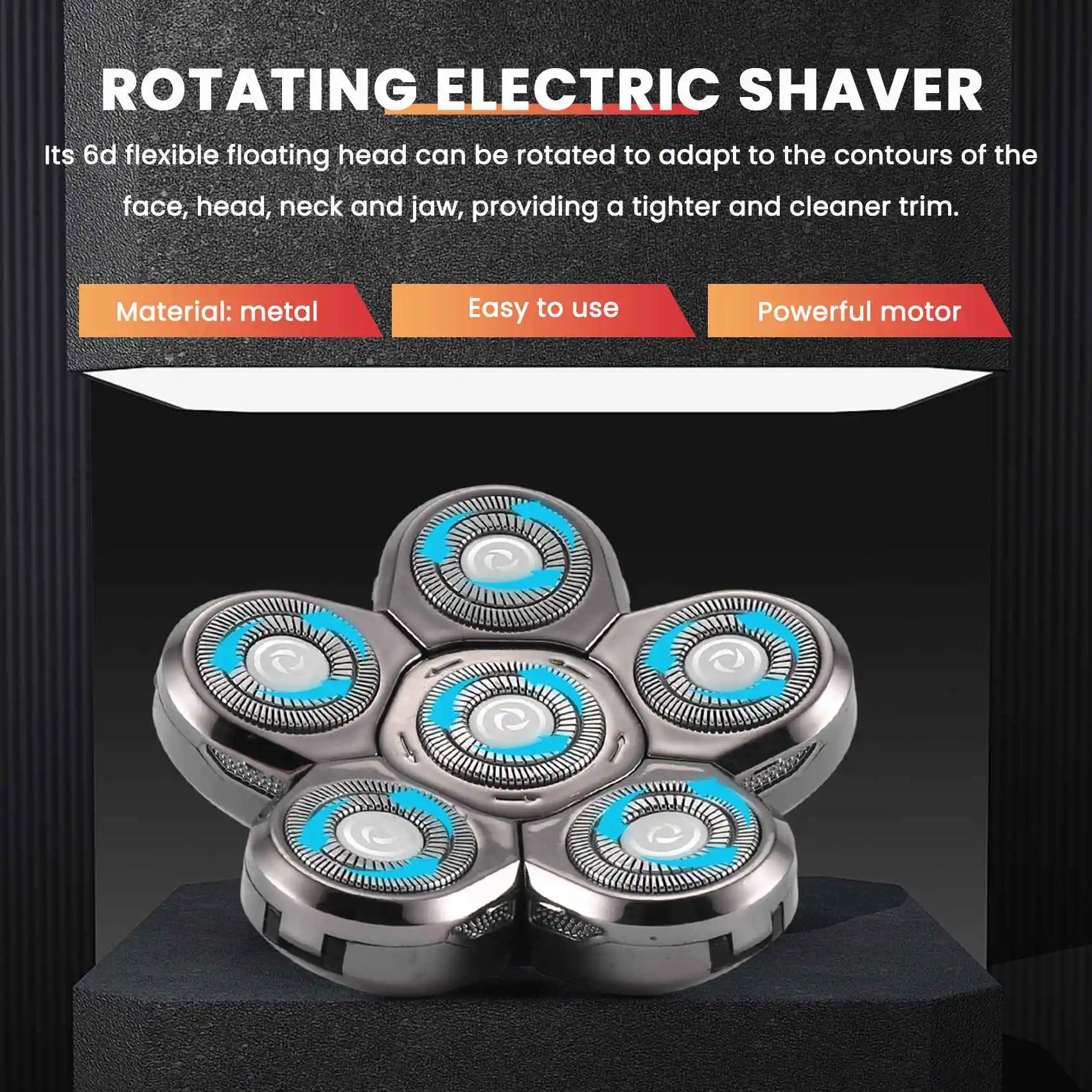【Hot-Selling!】Men's Electric Shaver Heads Electric Razor Blade Replacement Head 6 Blades Head Shaver Replacement Bald As Shown