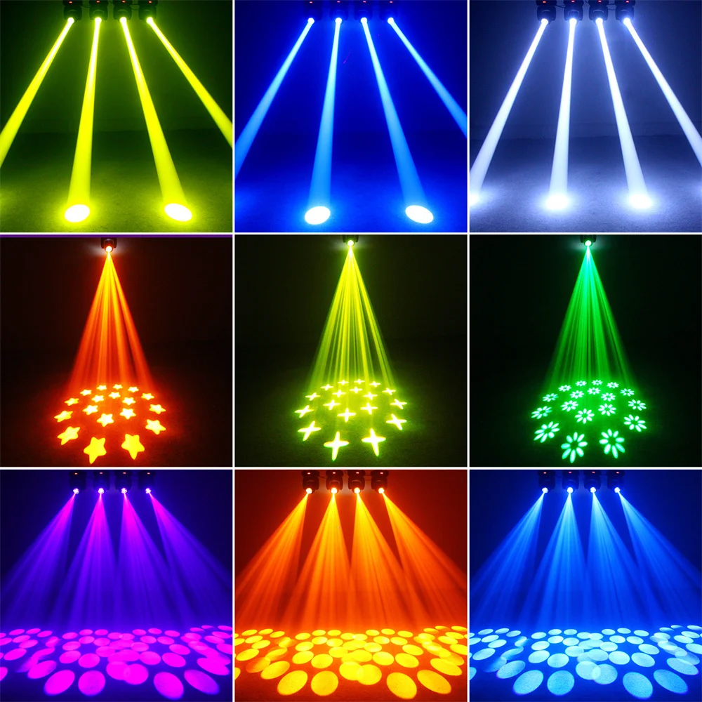 80W LED Beam Light 18-Facet Prisms Moving Head Light DMX512 Vioce Control Pattern Gobo Mobile Lighting for Party Disco Nightclub