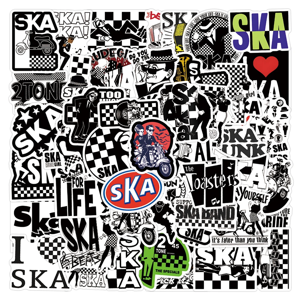 10/30/55pcs Ska Reggae Music Stickers Personalized Graffiti Decals Skateboard Phone Guitar Cool Black White Sticker Decorations