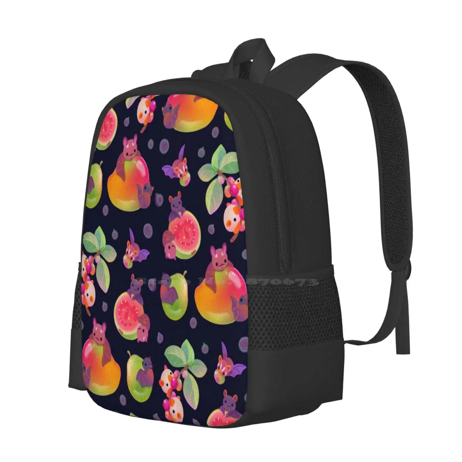 Fruit And Bat-Dark Pattern Design Bagpack School Bags Tropical Pikaole Fruits Summer Food Baby Kitchen Cafe Cute Kawaii