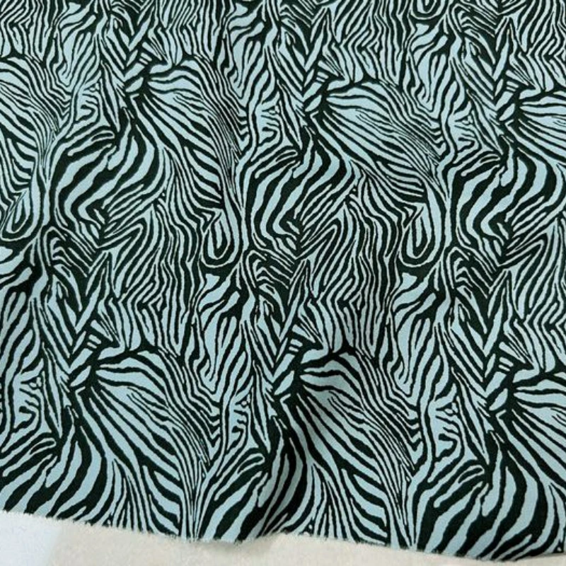 Cotton Fabric Wide150cm Spring and Autumn Light Blue Bottom Dark Army Green Abstract Pattern Printing Dyeing Yarn-Dyed Diy Dress