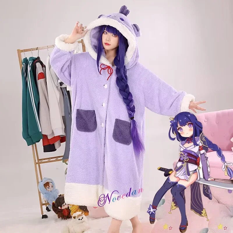 Game Genshin Impact Cosplay Pajamas Christmas Halloween Klee Yae Miko Diluc Tartaglia Kaveh Cosplay Velvet Winter Long Sleepwear