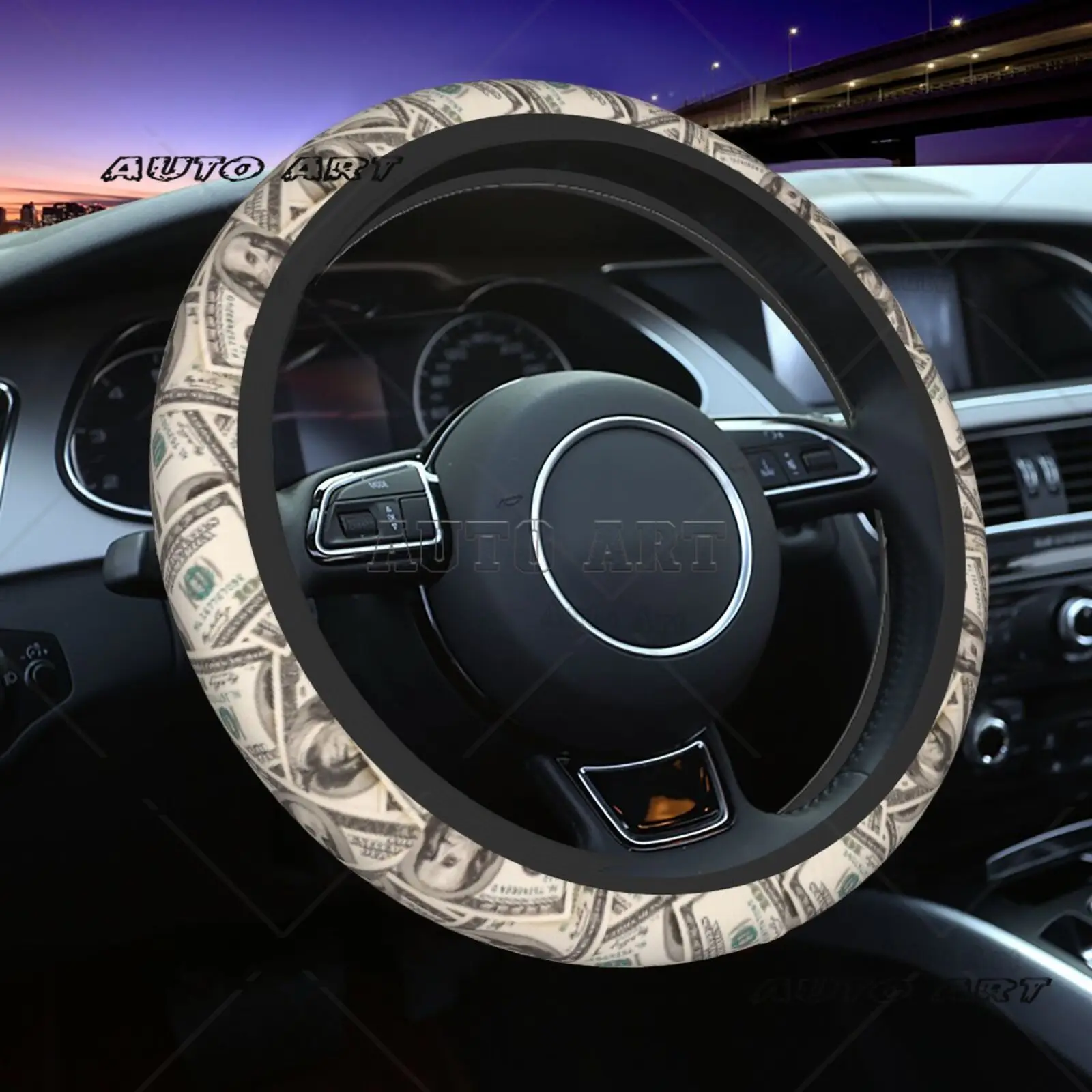 Steering Wheel Cover $100 Banknote Automotive Parts Universal 15 Inch Automotive Parts Anti Slip and Sweat Absorbing