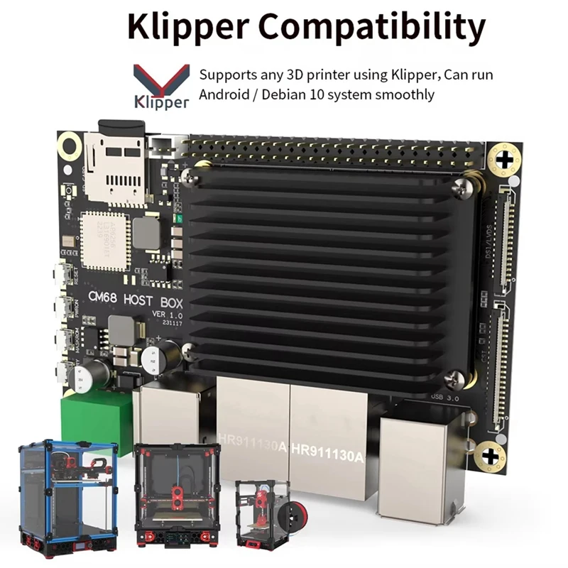 CM68 Host Box & CM68 Core Board -Compatible Output 2X1000m Ethernet 5Xusb Port Cortex-A55 Canbus For Klipper Voron