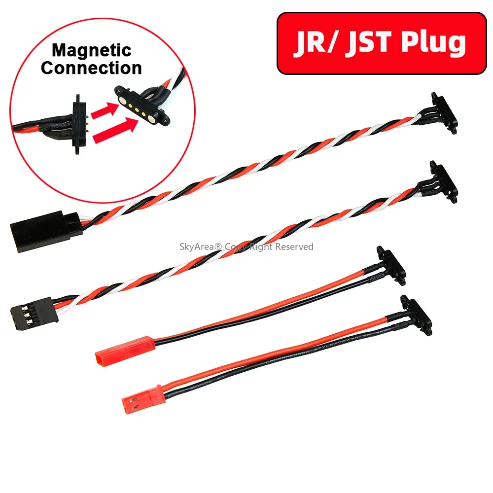 SkyArea Universal Magnetic Snap-on Connection JR /JST Extension Cable for RC Model Battery UBEC Accessory