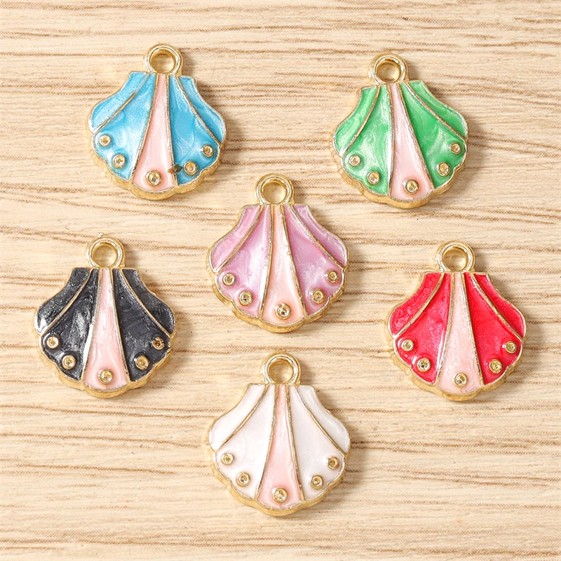 10pcs 12x14mm Cute Marine Life Charms Enamel Shell Charms for Jewelry Making Earrings Pendants Necklaces DIY Crafts Accessories