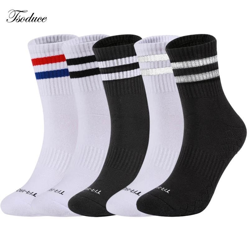 Sports Tennis Socks Middle Tube Cotton Thickened Towel Bottom Antibacterial Breathable Reflective Basketball Badminton Socks