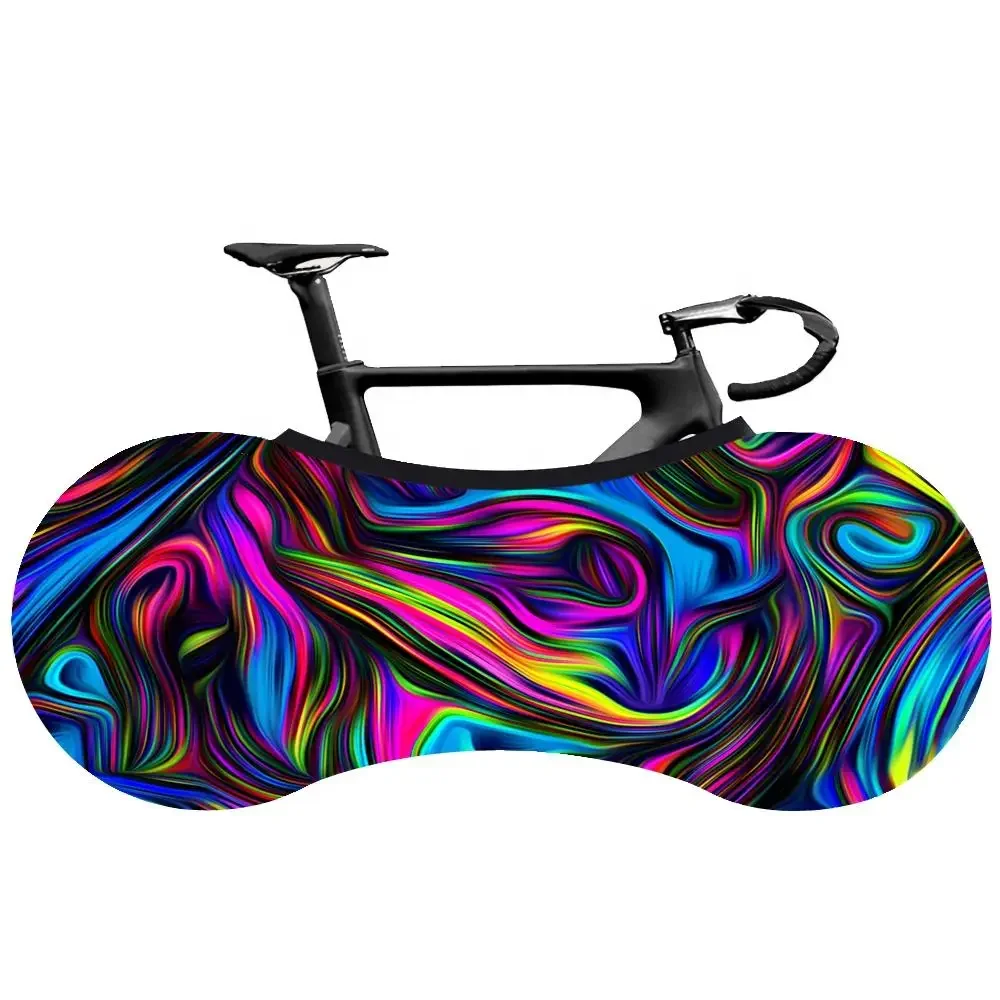 Colorful Swirls Pattern Bike Cover Indoor Bicycle Wheel Cover 26