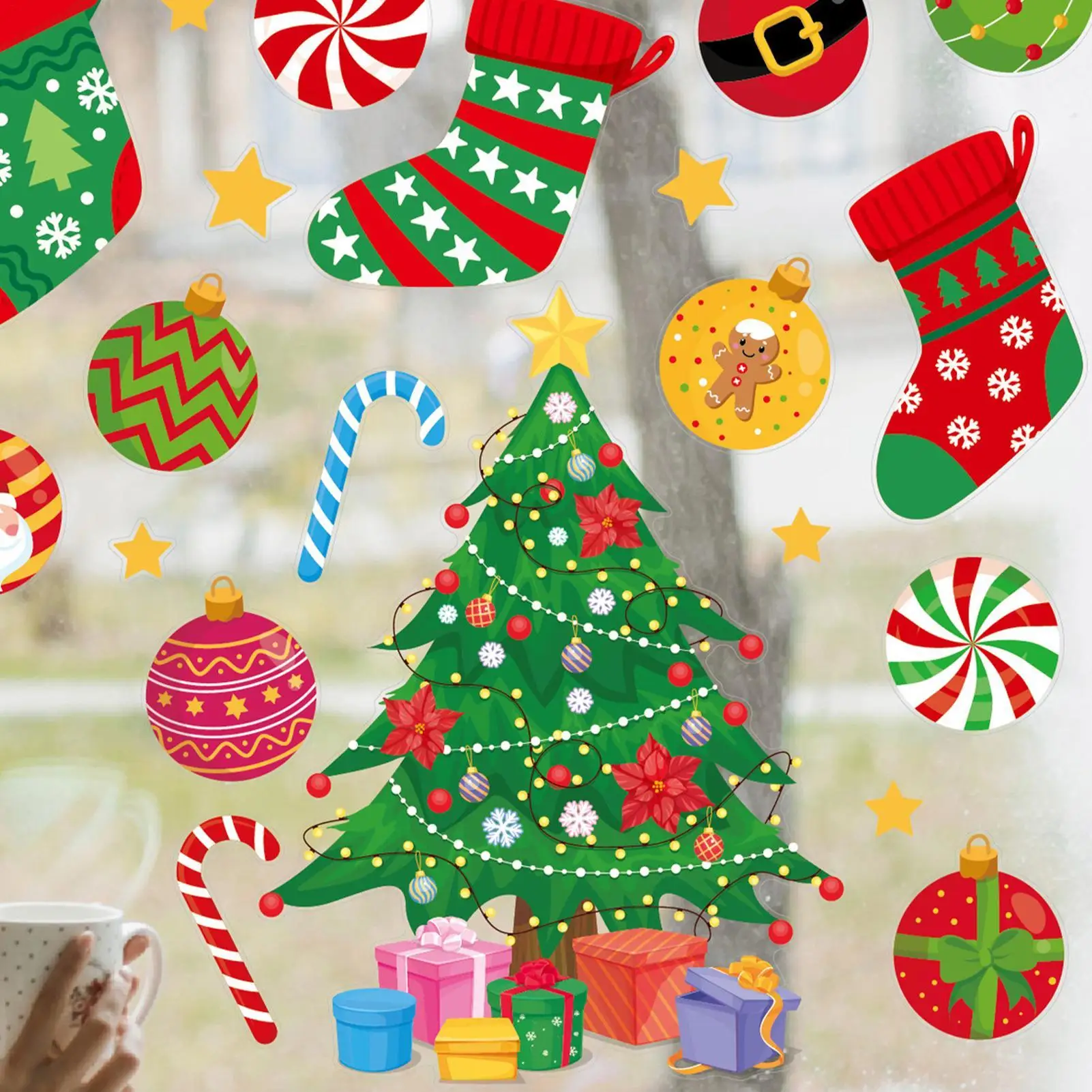 Christmas Wall Decals 3 Pieces Decals Snowflake Stockings Holiday Wall Stickers Christmas Decorations For Bedroom Living Room