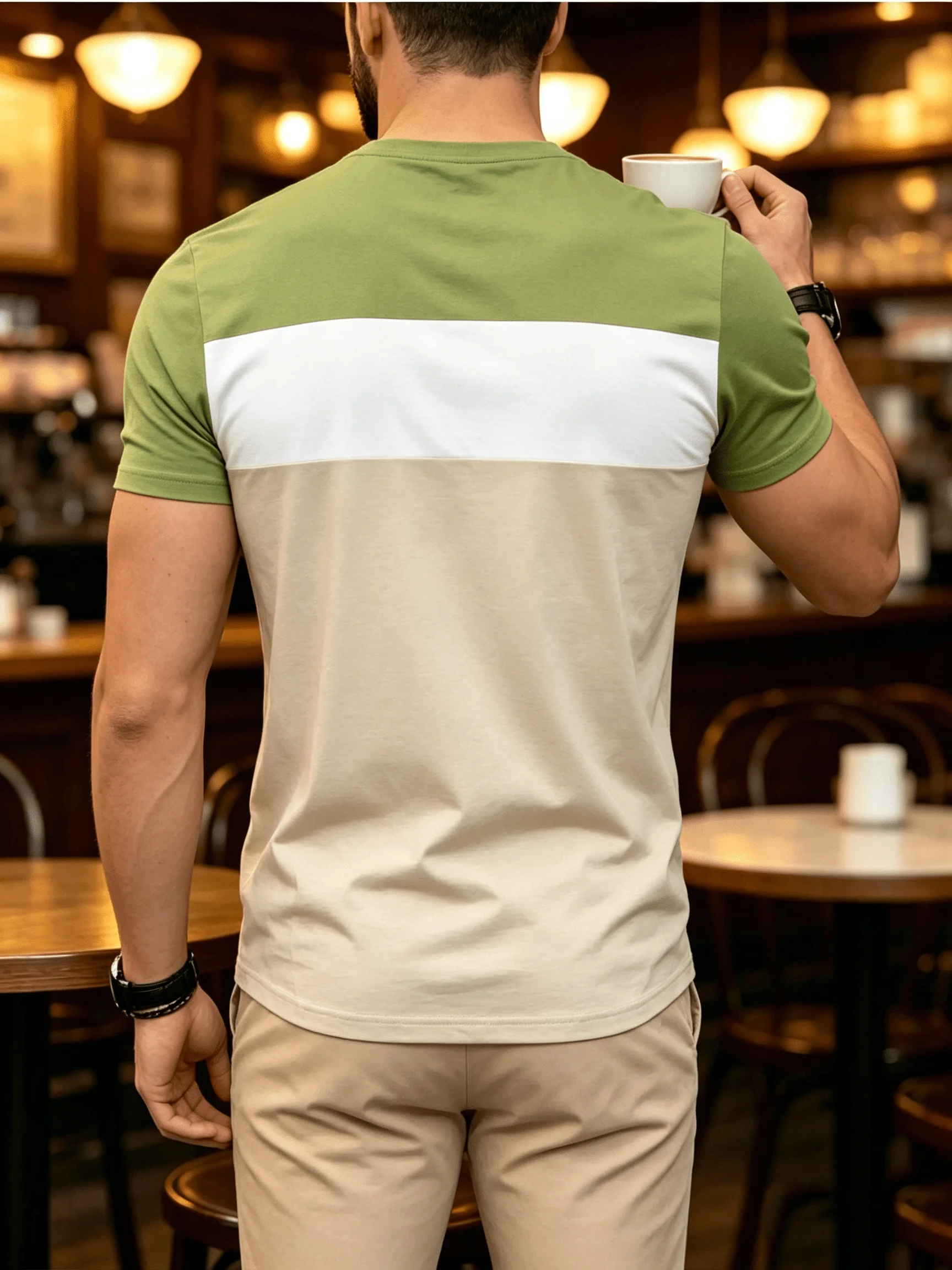 New men's short-sleeve T-shirt, loose-fitting and tailored with printed designs, versatile basic crew-neck top suitable for spri