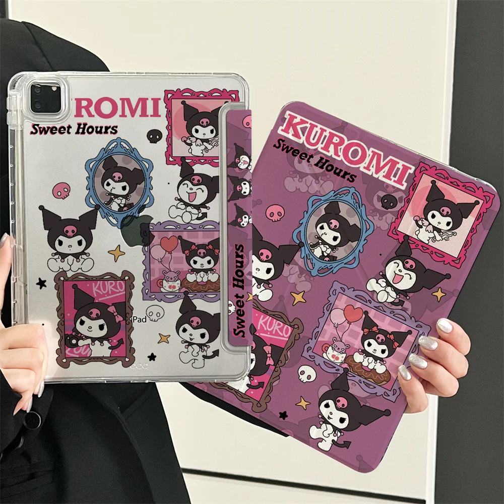 

For Ipad Air 5 4 10th 10.9 Smart Case air 11 11th Pro 11in 9.7 10.2 7th 8th 9th Gen Kuromi Y Fold PU Cover with Pencil Holder