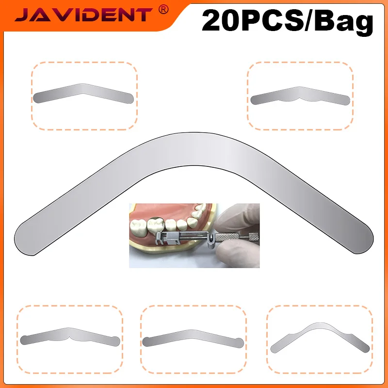 20Pcs Dental Matrix Bands Wall Lift Large Curvature Sectional Contoured Matrices Tofflemire Matrix Gingival Dentistry Materials