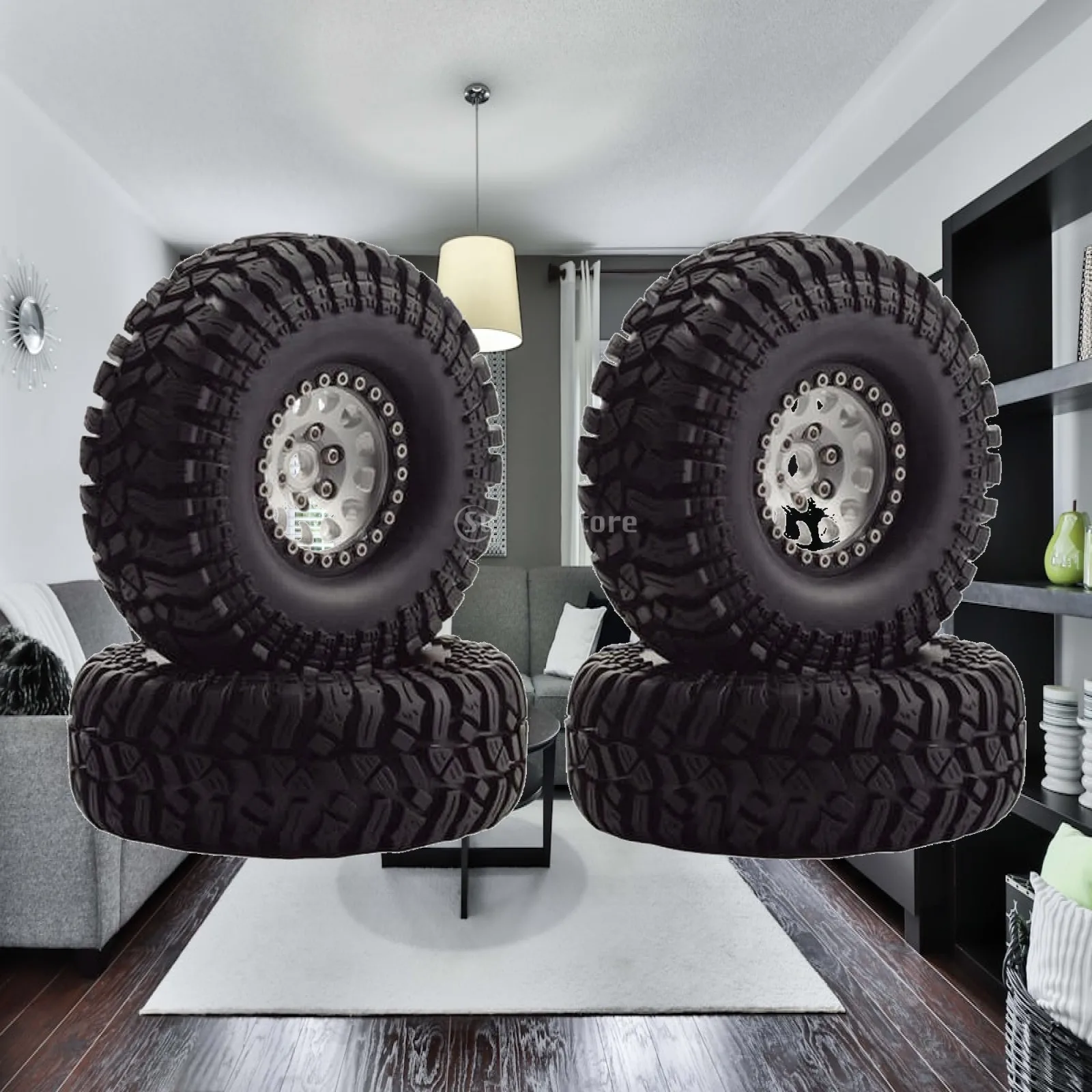 RC 1.9 Crawler Tire Wheel Set with Metal Hub for 1/10 All Terrain Rock Climbing Car Accessories Replacement Parts