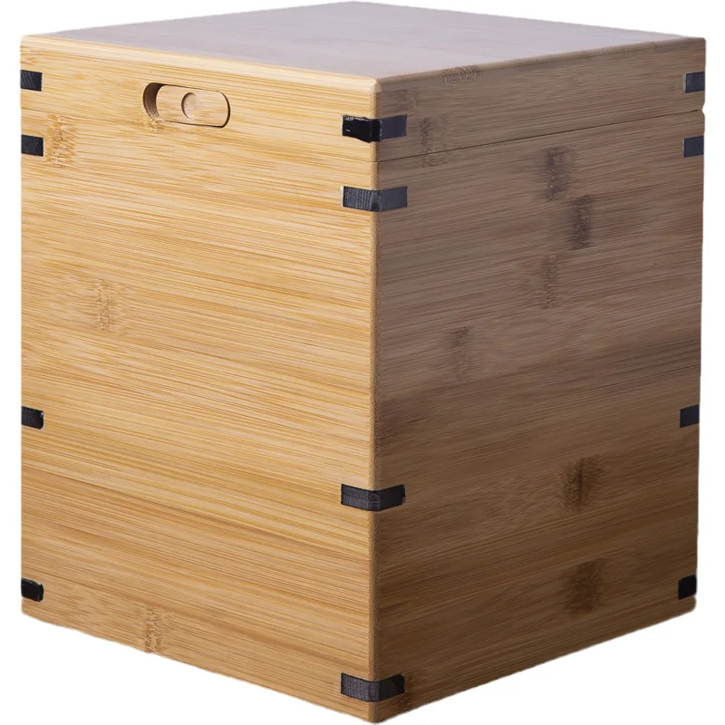 Bamboo Square Tea Box, Handicraft Article Storage Box with Lock, Gift Packing, Luxury Goods