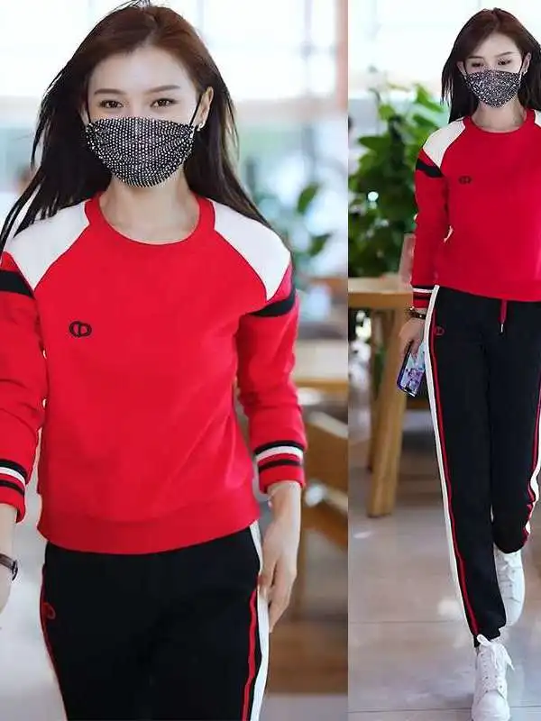 

Slimming Casual Ankle Pants Knitted Large Faion Set for Middle-Aged Women Winter Chic Tee-Piece Suit Small Agereducing