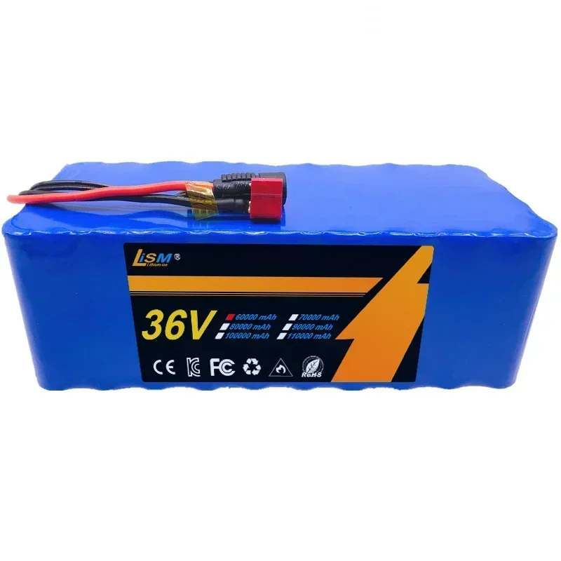 10S4P 36V 60000mAh Lithium Battery Electric Scooter 18650 Battery pack+Free charger