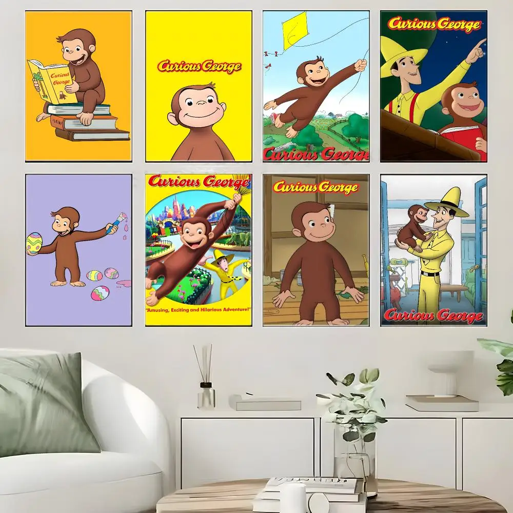 Anime Curious George Poster Crease Free Waterproof Durable All Space Wall Decor