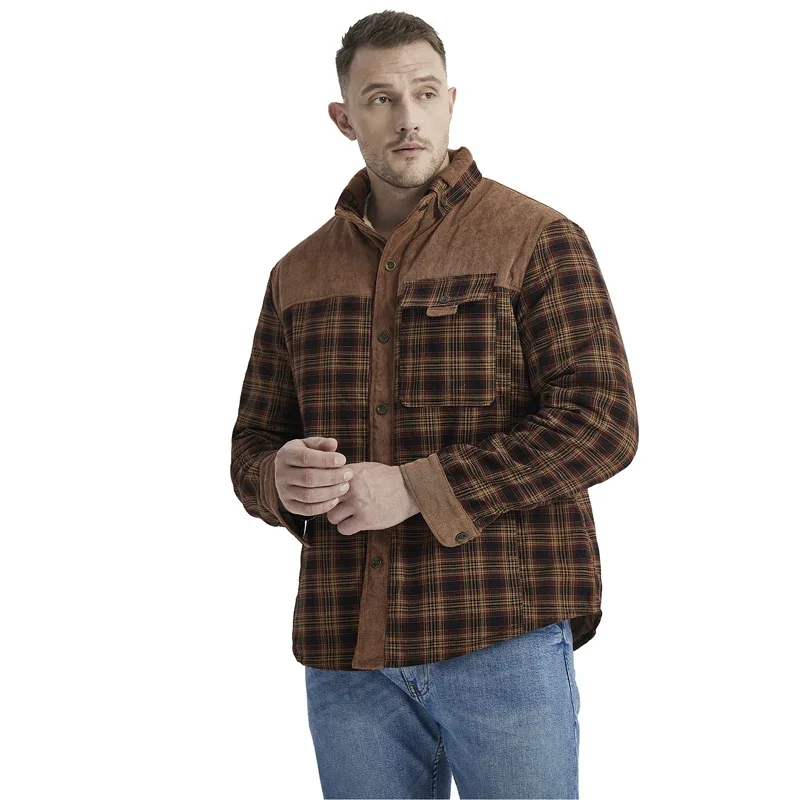 

Winter Men's Jacket Brand Men's Retro Casual Plaid Shirt Lamb Fleece Thickened Extra Large Warm High Quality Cotton Jacket