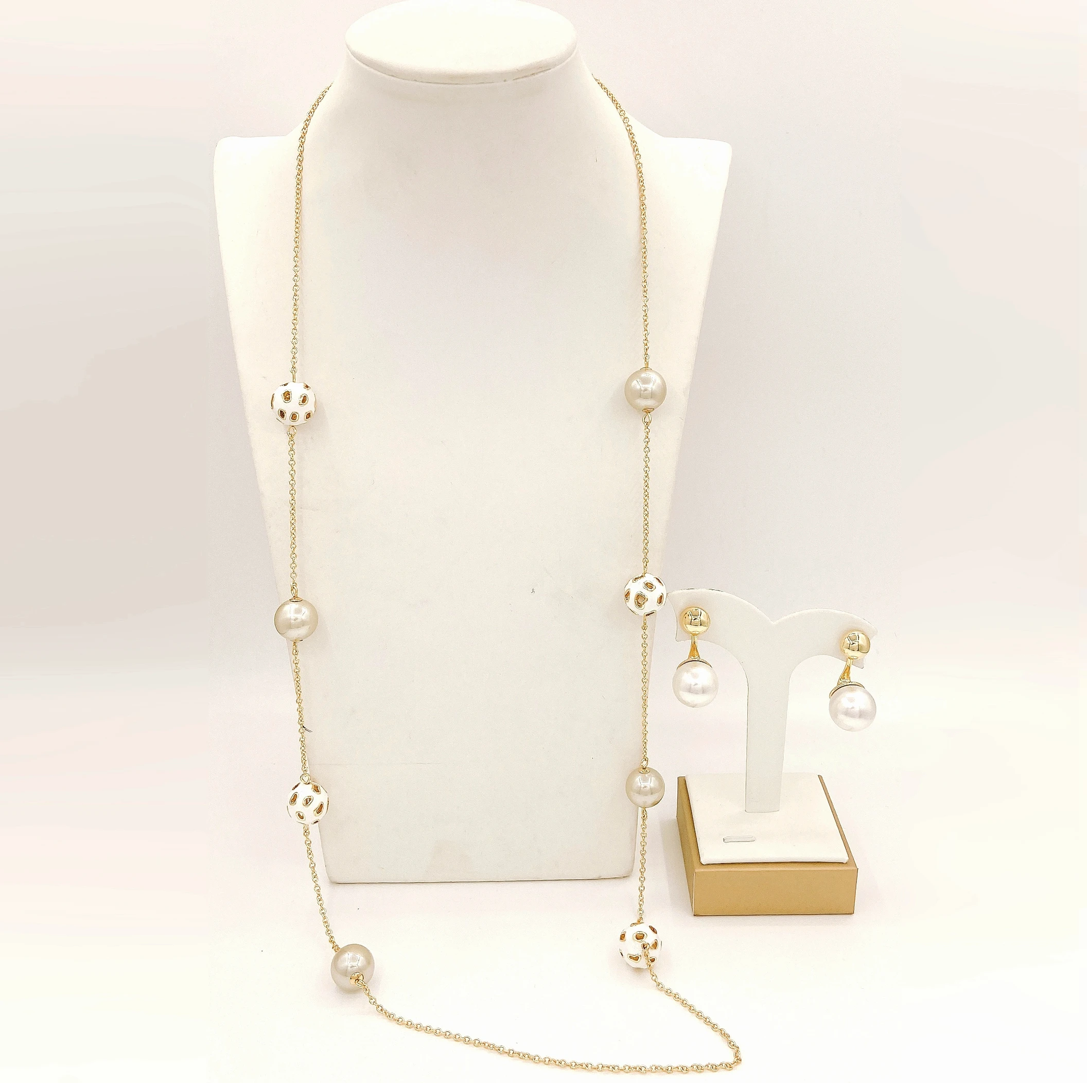 Korean Style Simple Party Earrings Set Zircon Long Chain Necklace Women's Evening Jewelry Cross-Border Hot-Selling Accessories