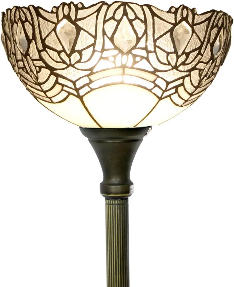 

Торшер Tiffany с белым хрустальным витражным стеклом, 12x12x71 дюймов, торшер-светильник для спальни, гостиной, офиса