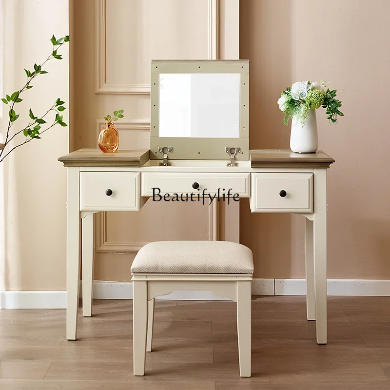 

American light luxury modern simple bedroom all solid wood dresser multi-drawer storage box storage dressing table