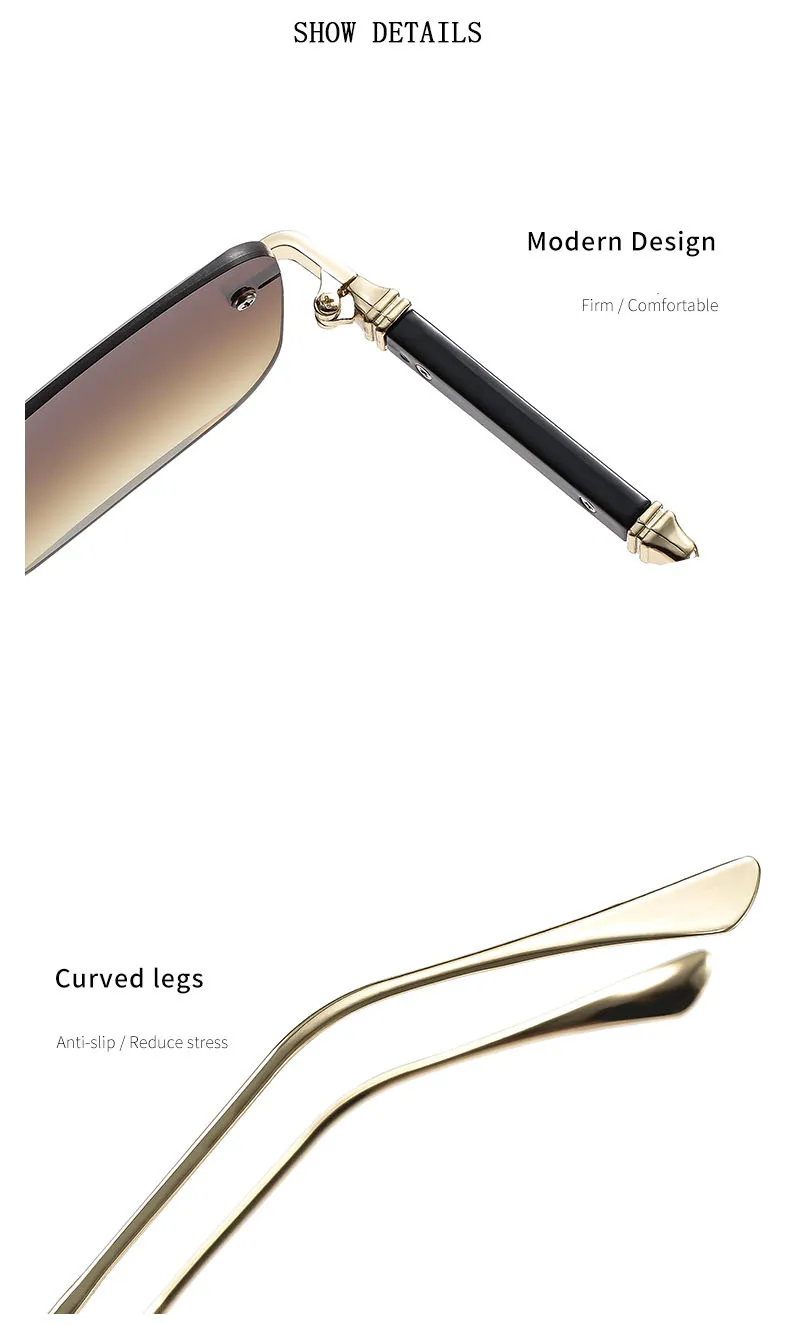 Neue 2024 Quadratische Sonnenbrille Frauen Trendy Vintage Designer Randlose Sonnenbrille Für Männer Urlaub Mode Gläser Lentes De Sol Mujer – Detail 17