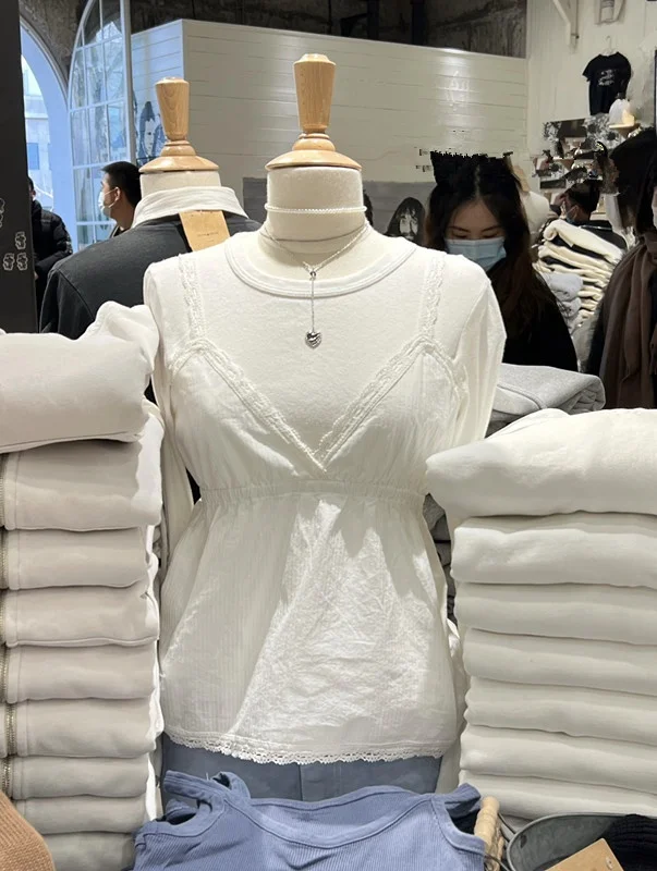 Cinturino in puro cotone V-ne Gilet da donna Capispalla Brandy BM American Lace Trim Sexy Bal Commute Sle Pezzo unico Regular...