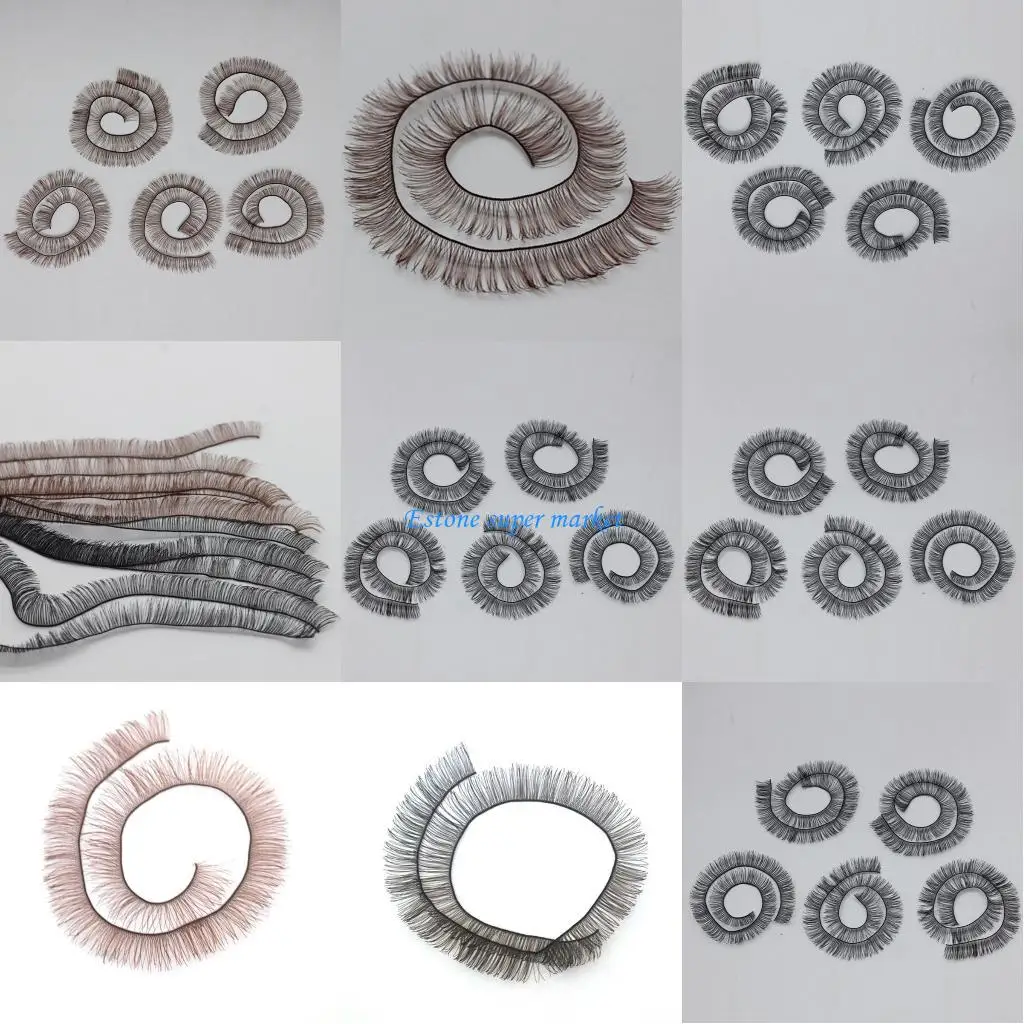 090B 5PCS Toy Doll Eyelashes Nylon Fibers Natural Curved Design Easy Adhesive Eyelash