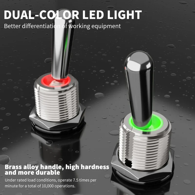FILN 20A 12V 24V 110V-220V Power rocker toggle switch waterproof cover two color led SPDT DPST DPDT Toggle Switch