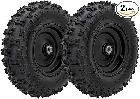 

2PCS 4.10-6 Go Kart ATV Tubeless Tire with Rim and 6001ZZ Bearings | Front Tires Rims for Scooter Quad Bikes 4 Wheelers