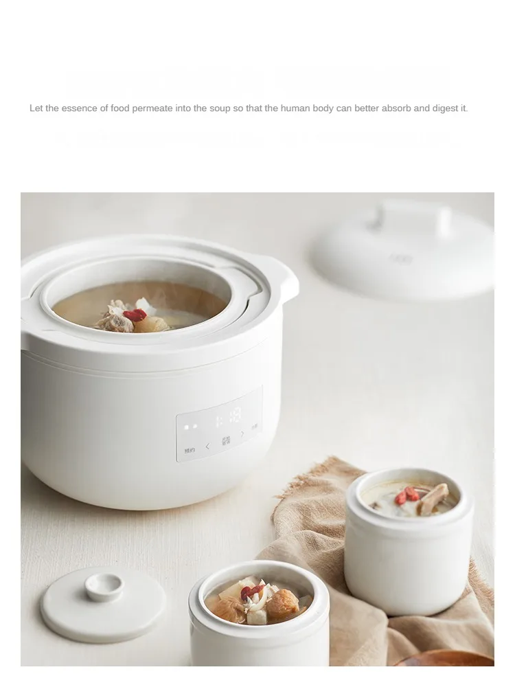 220V 2.5L Household Electric Stewing Pot Porridge Dessert Baby Food Cooking Pot Machine Multi Cooker Slow Stewer