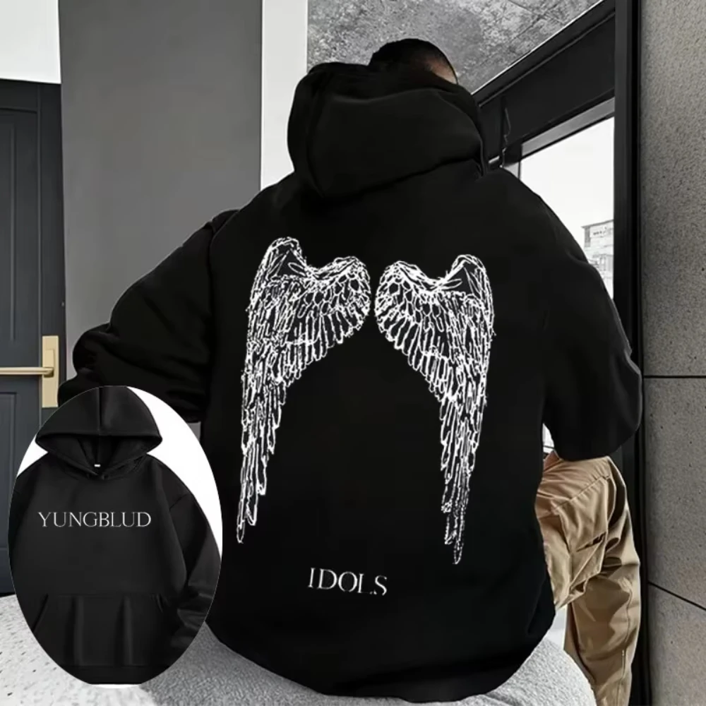 

Yungblud IDOLS Wings Album Tour 2025 Autumn Winter Men's Women's Retro Fashion Hooded Sweatshirt Hip-hop Oversized Male Pullover