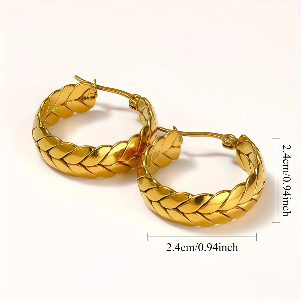 1 زوج الفولاذ المقاوم للصدأ الذهب اللون القمح هوب أقراط للنساء مجوهرات هندسية فاخرة مهرجان هدية