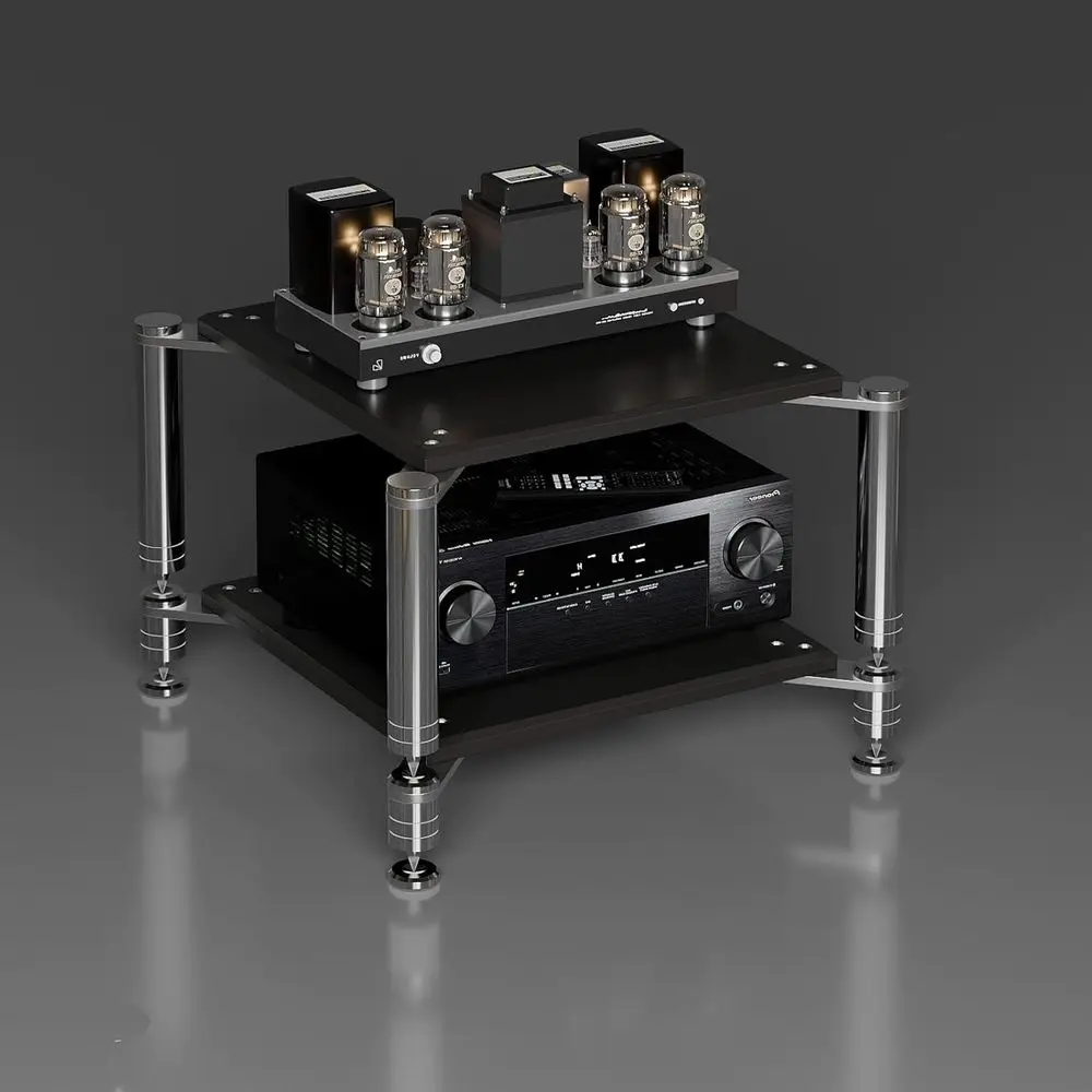 Media Stand, 1/2/3/4-Tier Video Audio Rack, Stereo Cabinet with Shock-Absoroot, Open Component Cabinet, Multi-unction Media Stor