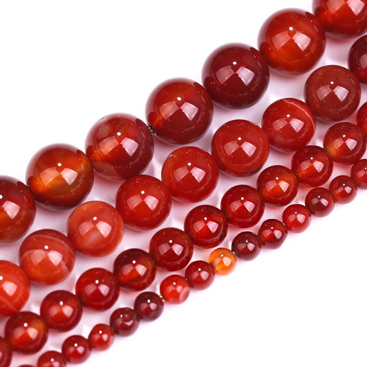 Natural Stone Red Orange Stripe Agate Round Loose Beads 4 6 8 10MM Pick Size For Necklace Bracelet Earring DIY Jewelry Making