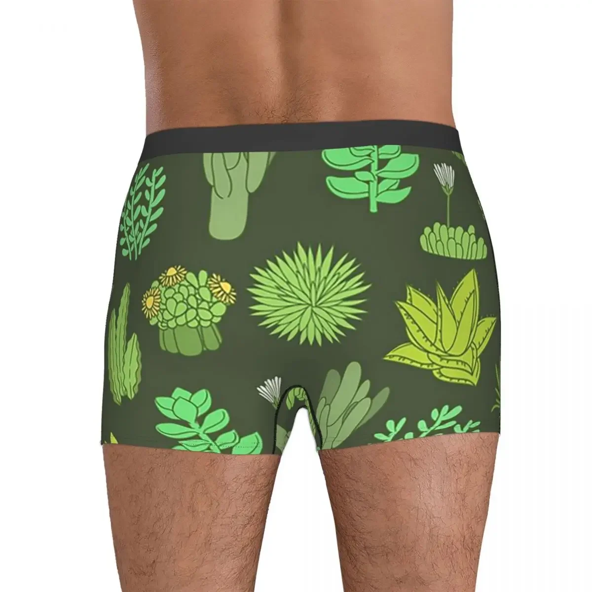 Cuecas Boxer suculentas e cactus, calções Boxer Calcinha amante de planta de cactos para homens, roupa interior macia, presentes de namorado