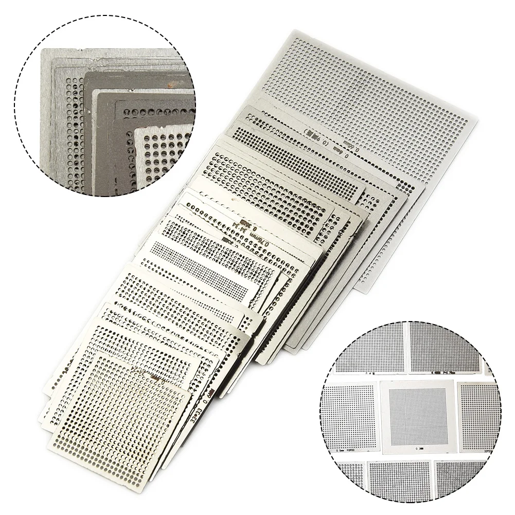 27PCS  For BG A Reball Reballing Rework Net Stencil Directly Heat Parts Kit Reball Reballing Rework Net Stencil Directly Heat