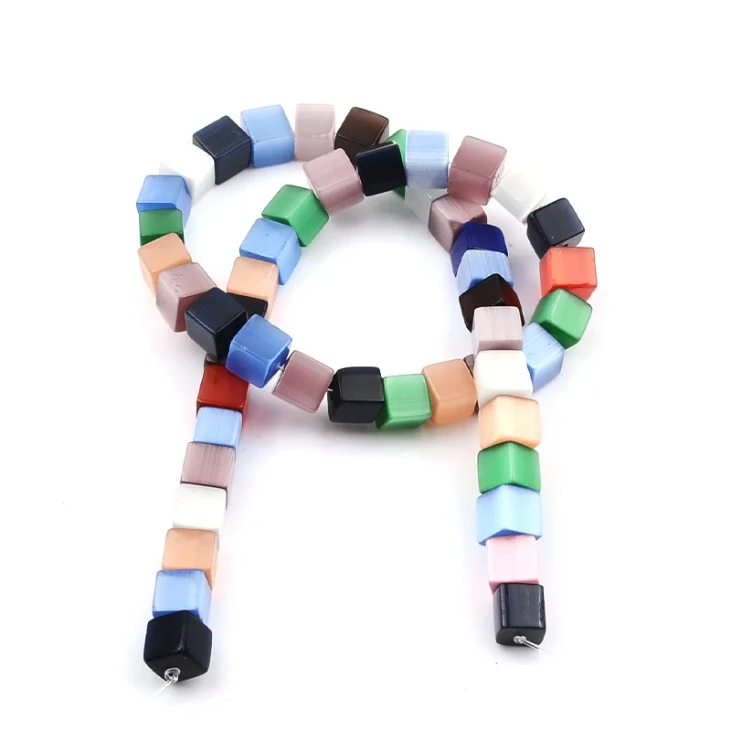 98/68/48pcs DIY Cat Eye Beads Square Mixed Beads Fit DIY Women & Men Bracelet Necklace Jewelry Gifts 4/6/8mm