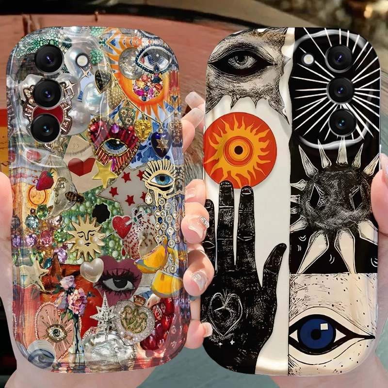 Evil Eye Pattern Case for Samsung Galaxy A50 A50S A37 A36 A35 A34 A32 A26 A25 A24 4G A23 A21S A20S A17 A16 A15 A12 5G Soft Cover