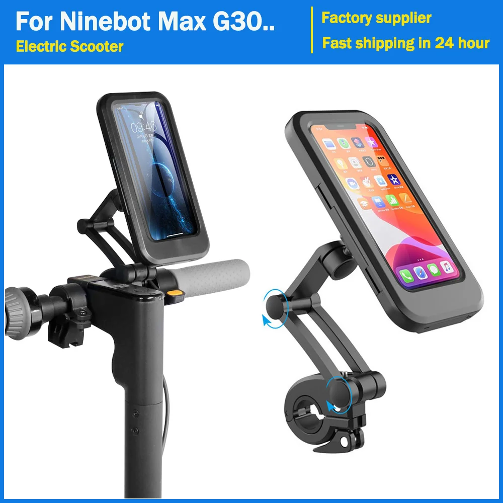 Mobile Phone Holder Stand Waterproof for Ninebot Max G30 Electric Scooter Adjustable 360° Rainproof Motorcycle CellPhone Support