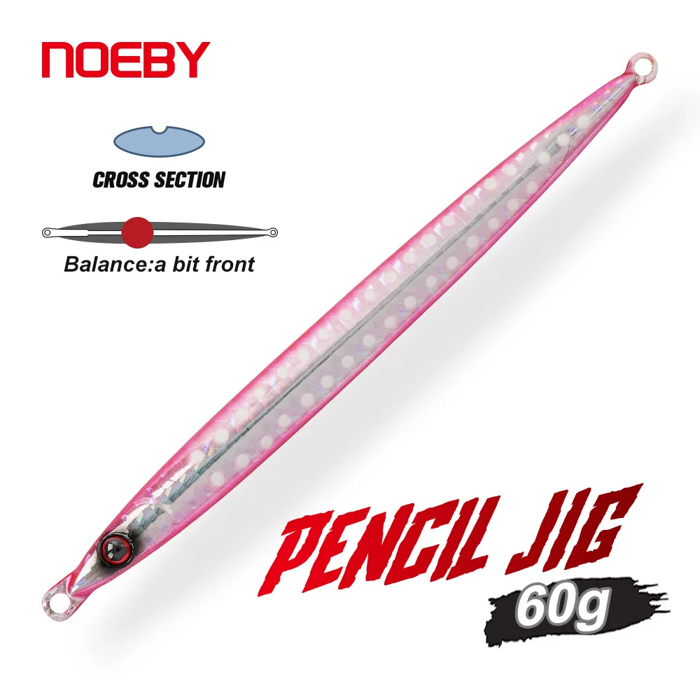 

NOEBY Pencil Jig Metal Jigs Fishing Lure 60g Shore Jigging Slow Jigging Boat Inshore Offshore Hard Bait Saltwater Fishing Lures