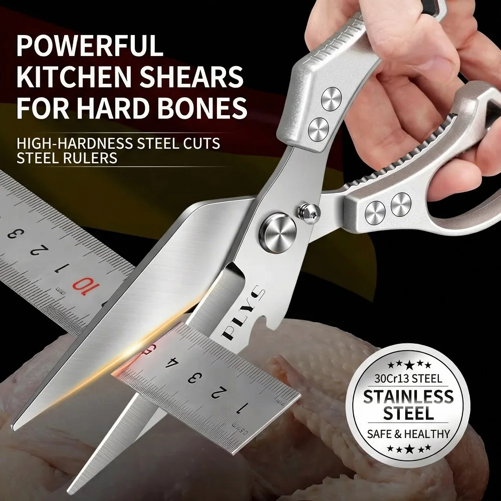 Stainless Steel Wide Head Chicken Bone Scissors, Multifunctional Heavy-Duty Extra Large Kitchen Bone Shears C2612