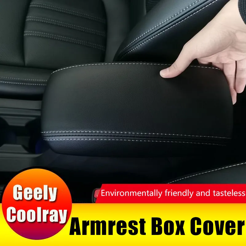 

Чехол для подлокотника автомобиля Geely для 18-22 Coolray COOL, кожаный, полностью посылка, защитный коврик для поручня с центральным управлением, детали для интерьера