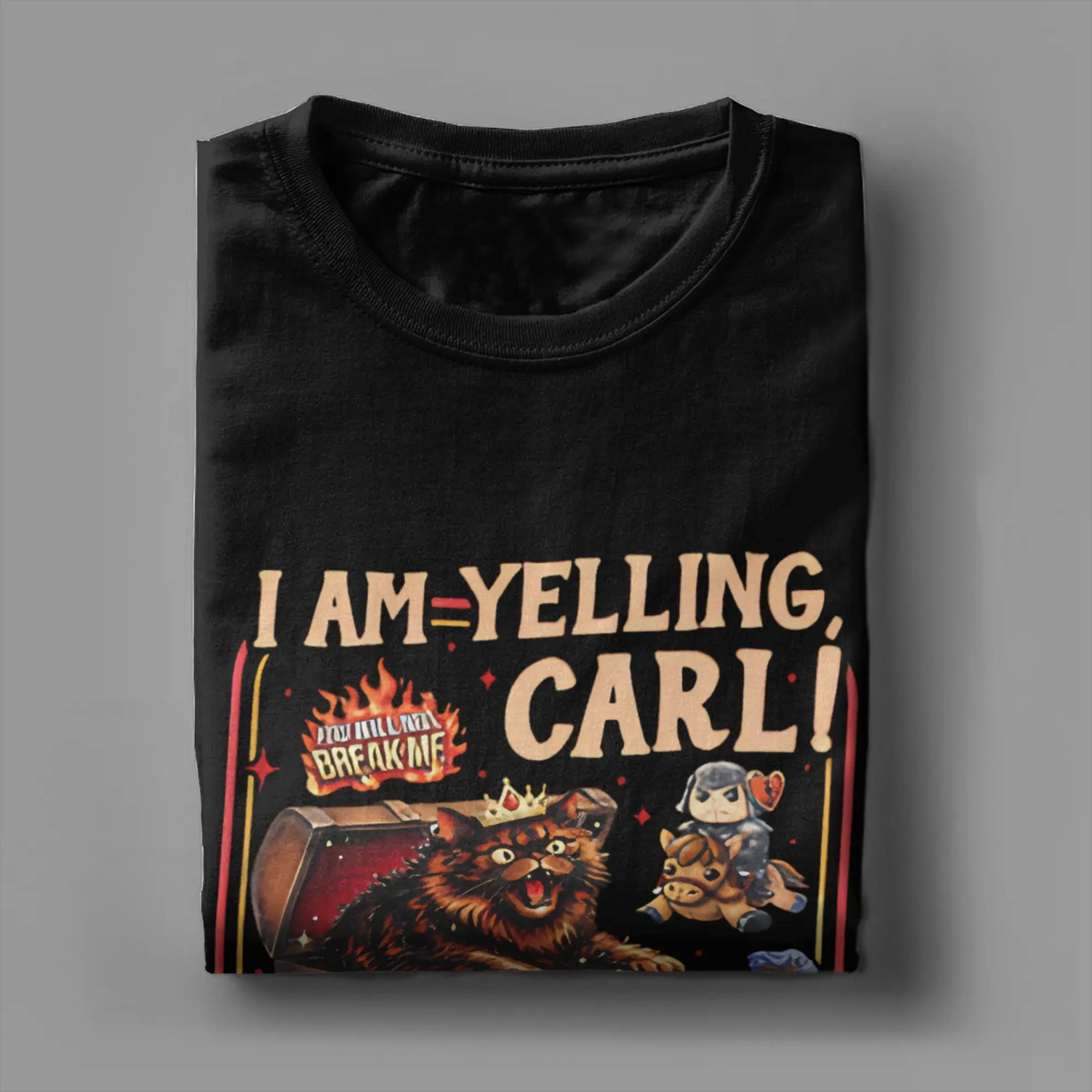 I Am Yelling Carl Donut Cat Meme T-Shirt Men  Amazing 100% Cotton Tee Shirt Round Neck Short Sleeve T Shirt Printed Tops