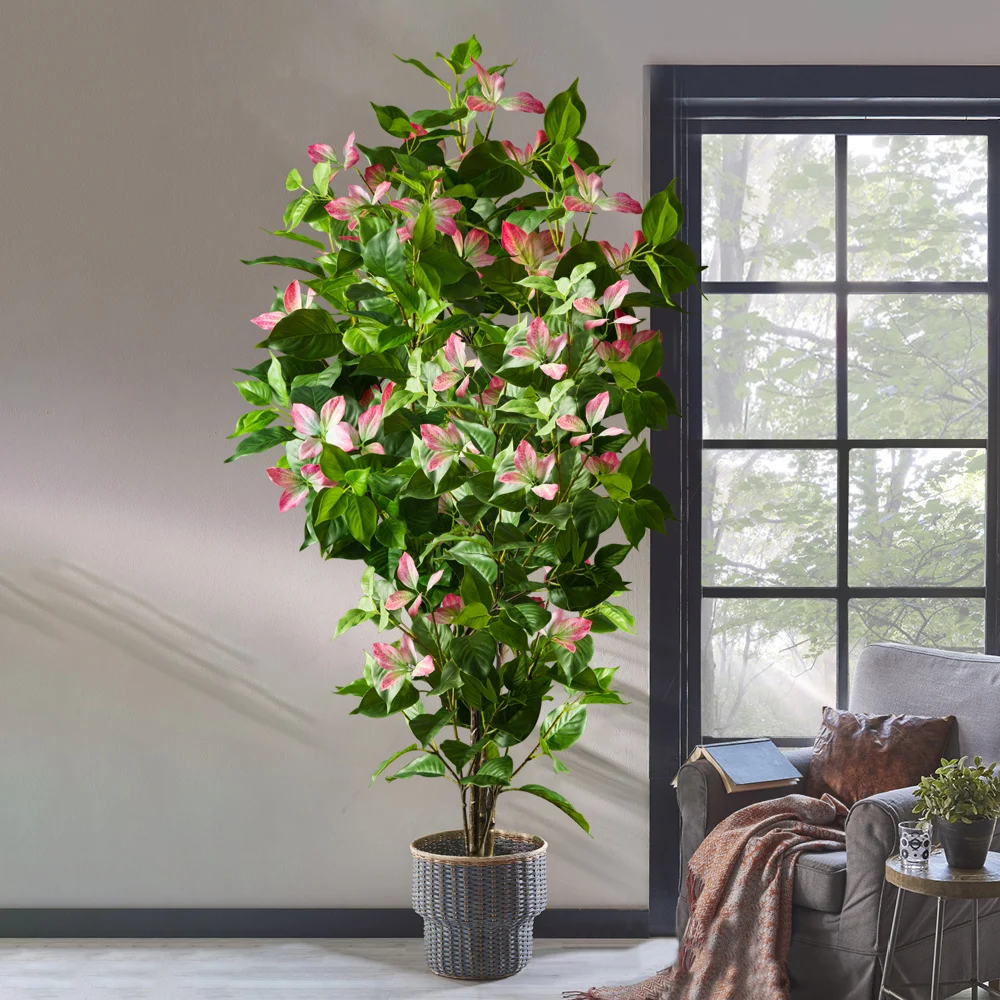 82-144cm Großer Künstlicher Ficus-Baum, Künstliche Magnolien-Zweige, Plastik-Tropen-Banyan-Blätter für Heim, Garten und Außendekoration