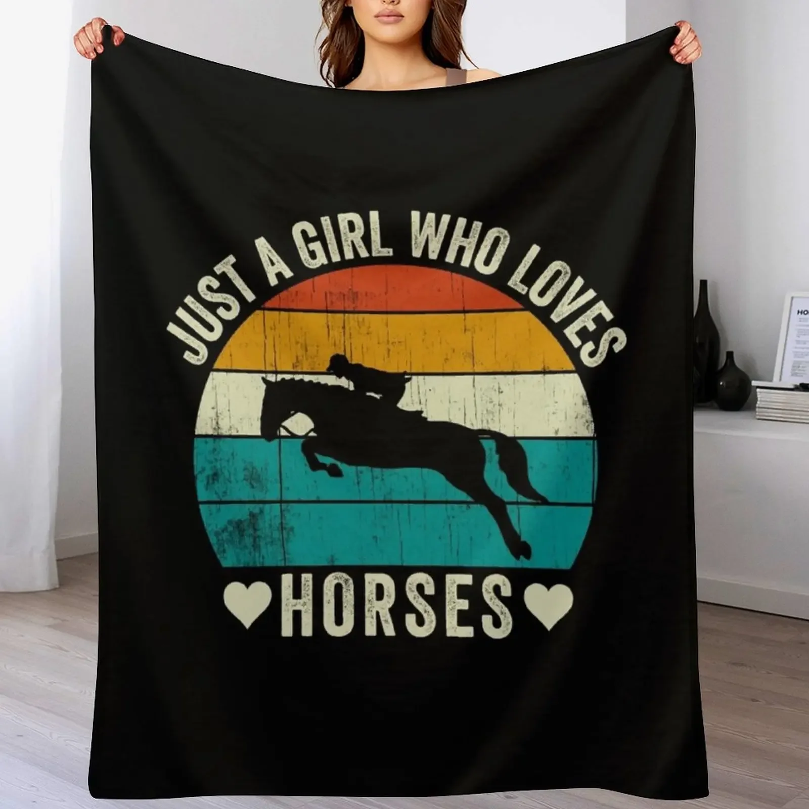 

Just A Girl Who Loves Horses Throw Blanket Shaggy bed plaid Blankets