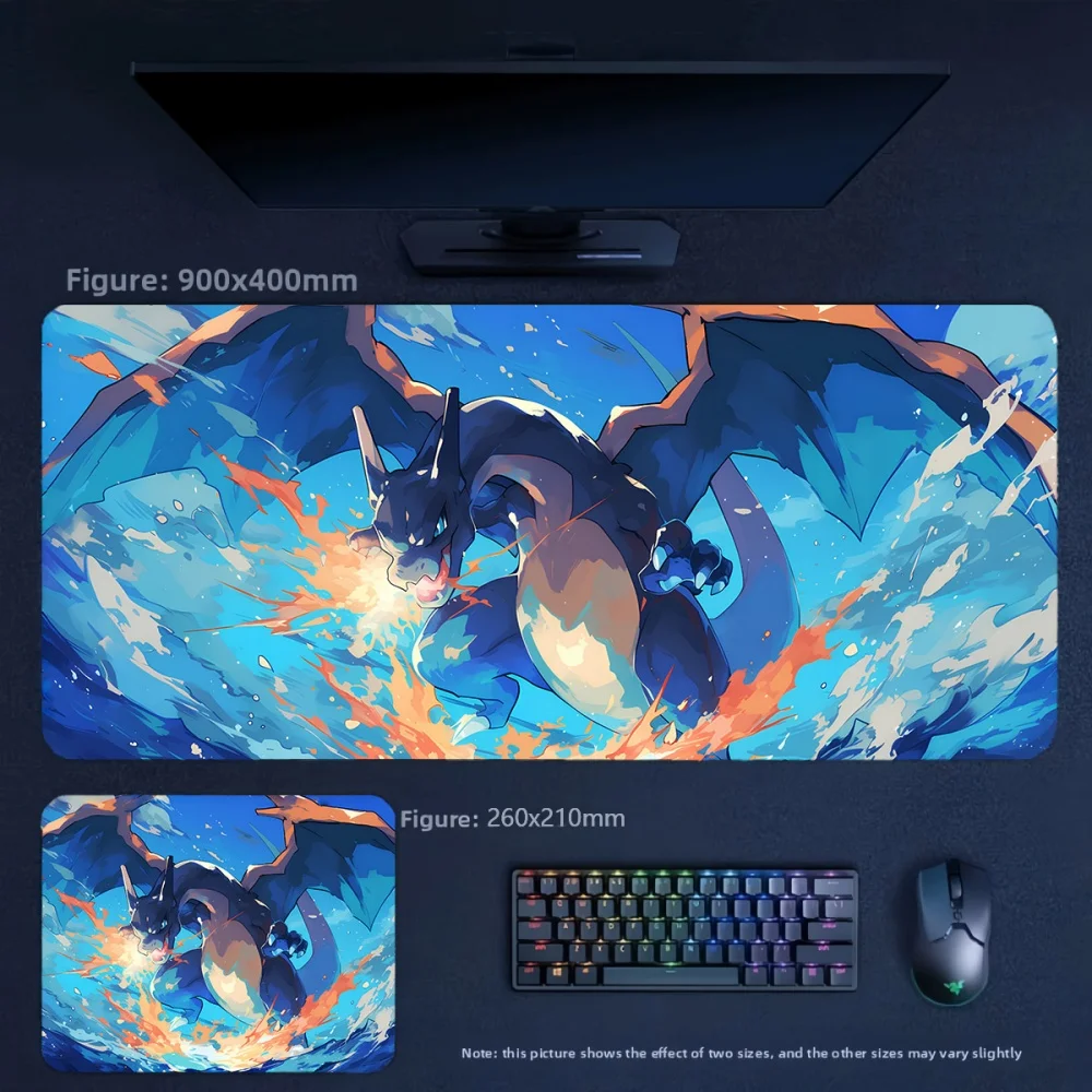 Fashion Cartoon Anime Pokémon Charizard Print Collection Leather Mouse Pad High Quality Large Size Non-slip Mouse Pad Table Mat