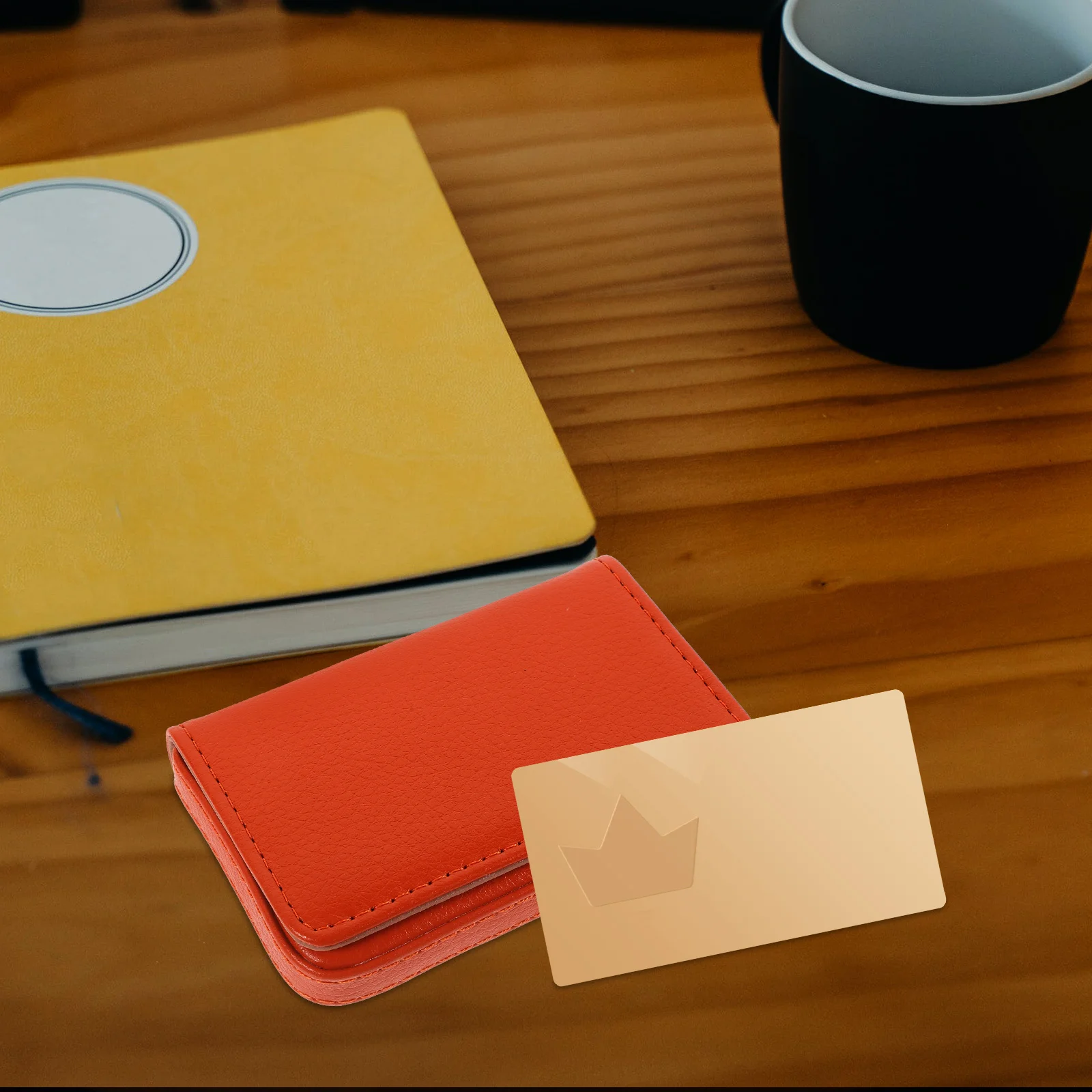 

Card Holder Box Multi-Function Stable Desktop Business Cards Container PU Organizer Portable Case for Work Professional Use