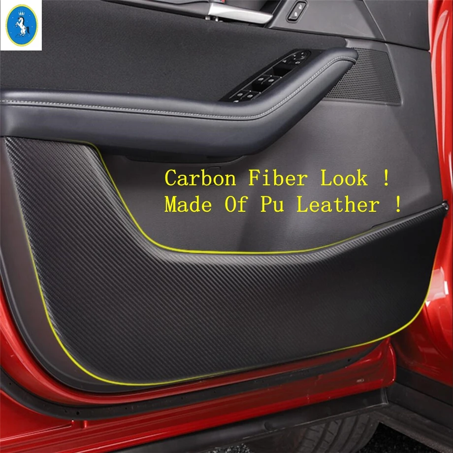 Fit For Mazda CX-30 2020 - 2024 Carbon Fiber Auto Accessories Inner Door Anti-Kick Protective Pad Sticker Protection Pu Leather