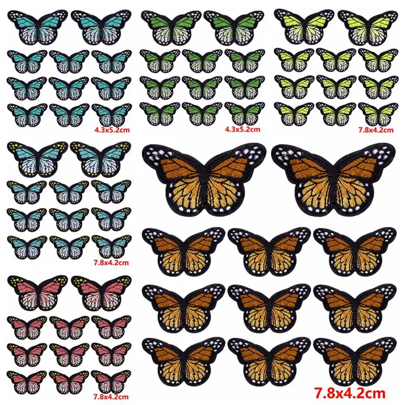 10PCS Colourful Butterfly Embroidery Patch Iron On Patches For Clothes DIY Dress Jeans Hat Decor Badges Cartoon Applique Sticker